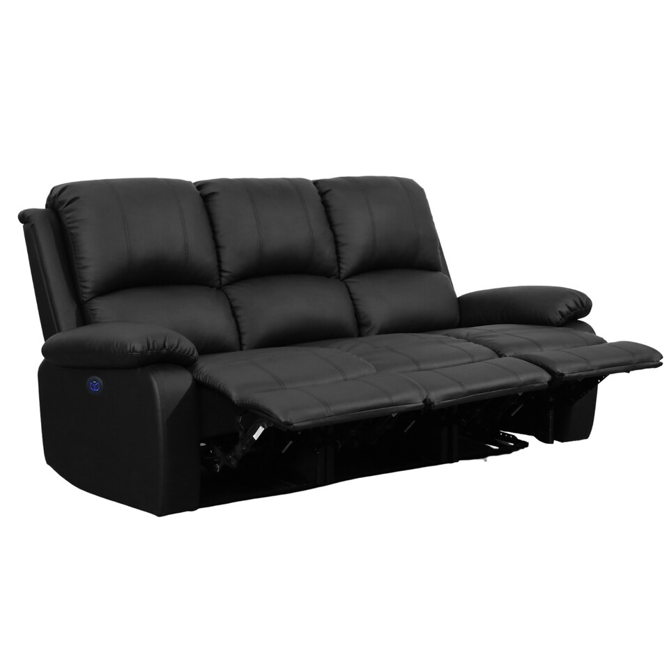 image 1 of Electric Recliner PU Leather 3-Seater Sofa In Black
