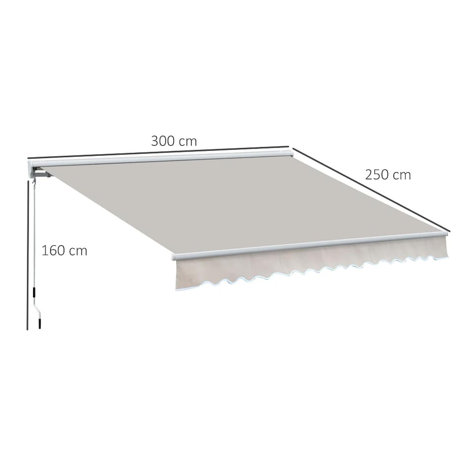 image 1 of Outsunny Garden Door Awning w/ Retractable Canopy, Electric, 3m Cream