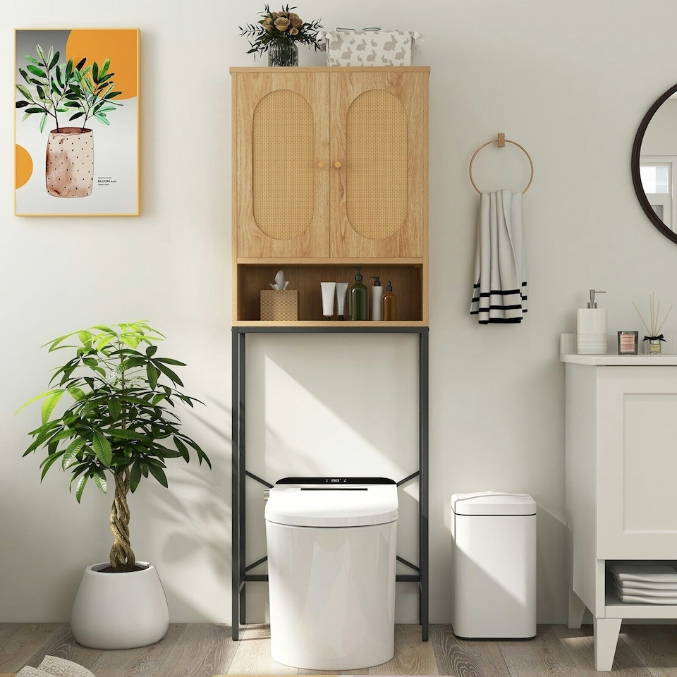 image 1 of COSTWAY Freestanding Toilet Storage Cabinet Bathroom Rack