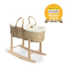 Clair de Lune Organic Palm Moses Basket With Rocking Stand - Cream
