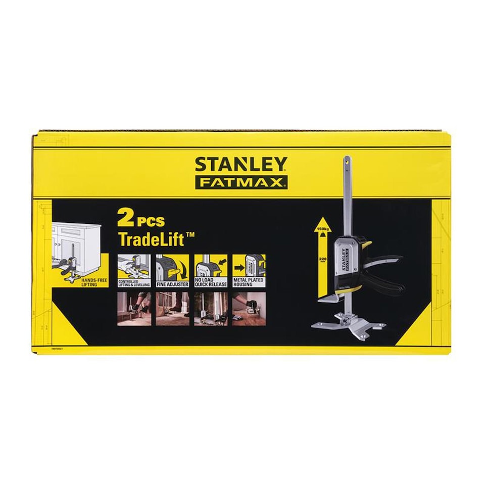 image 1 of Stanley Tools FatMax Tradelift Twin Pack with Free Bag, 7-220mm lift range, 150kg capacity.