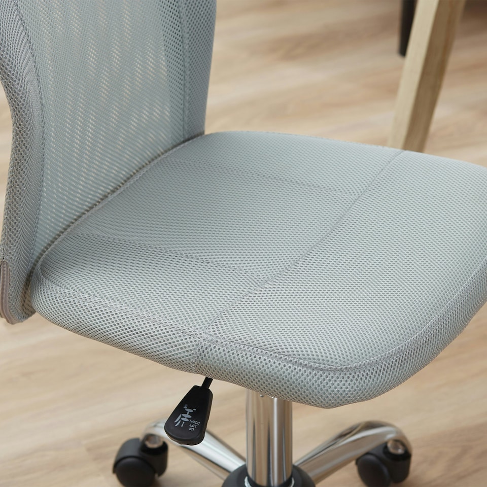 image 1 of Vinsetto Mesh Back Armless Office Chair with Adjustable Height, Wheels Grey