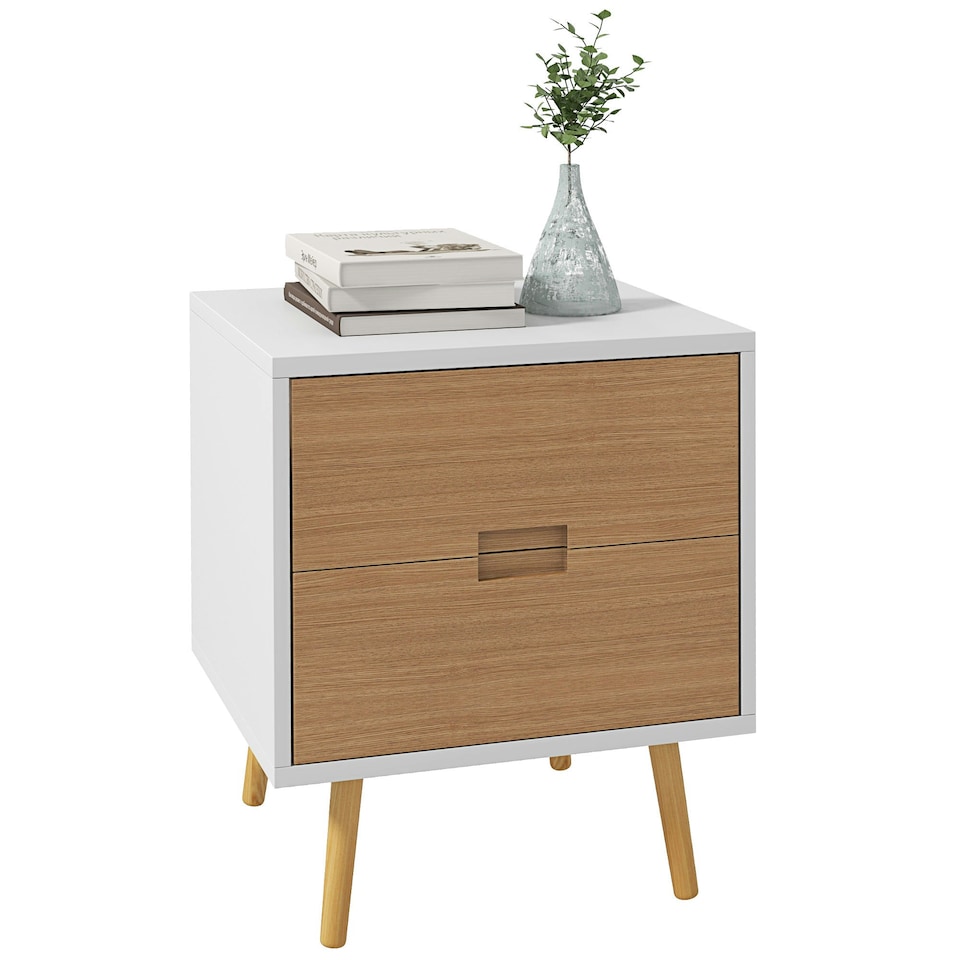 image 1 of HOMCOM Bedside Table with 2 Drawers for Bedroom, Living Room