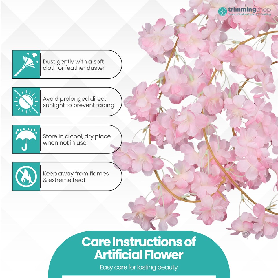 image 1 of 180cm Cherry Blossom Flower Garland, 144 Blooms with No Wire Hanging Flowers
