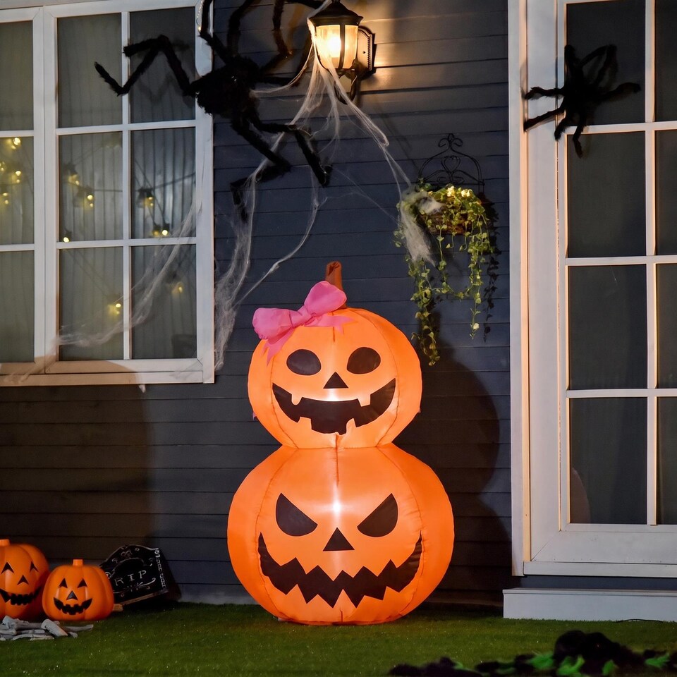 image 1 of OHS 90cm Halloween Self Inflating Pumpkin Decoration Indoor Outdoor Party Accent