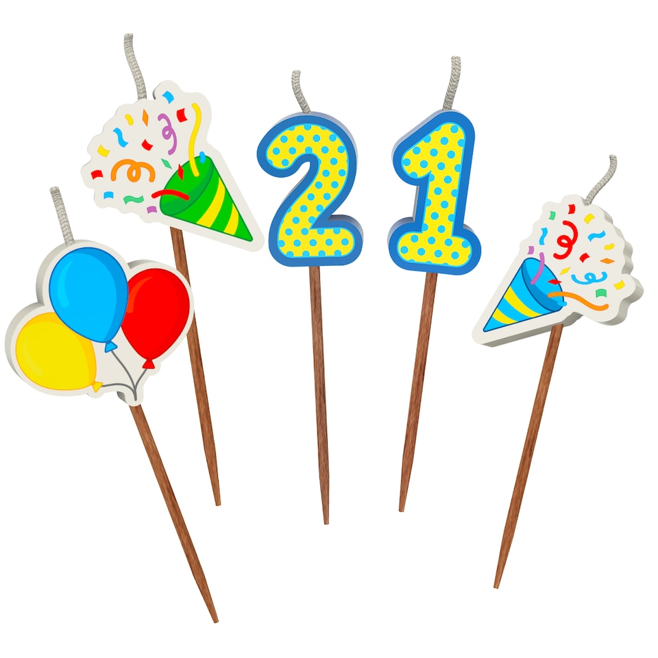 image 1 of Milestone 21st Birthday Cake Candle Set