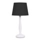 image 4 of ValueLights Victoria White Wood Traditional Stem Table Lamp with Black Fabric Tapered Shade and LED Bulb