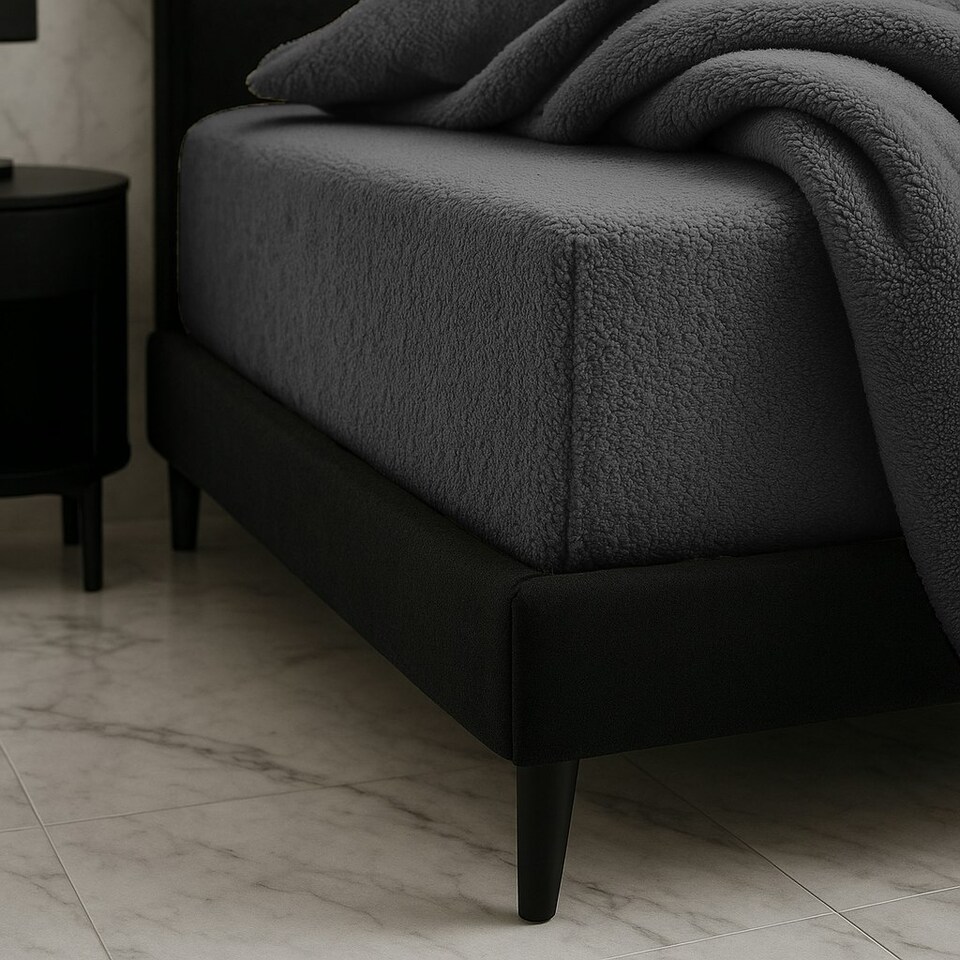 image 1 of Teddy Fitted Sheet 30cm Extra Deep Soft Cuddly Soft Touch Bedding Grey | Super King