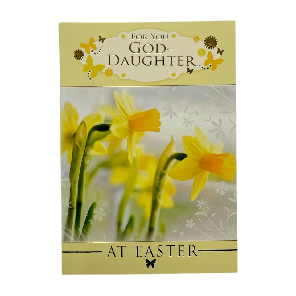 image 1 of For Goddaughter Spring Daffodils and Butterflies Design Easter Card