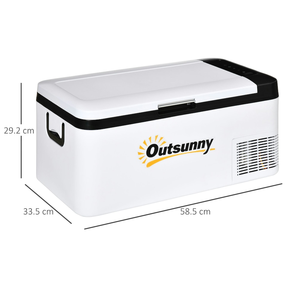 image 1 of Outsunny 12V Portable Car Refrigerator w/ Inner LED Light Indoor Outdoor, 18L