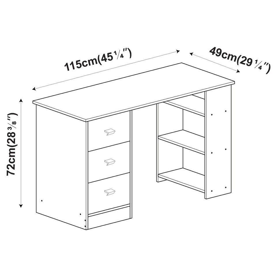 image 1 of Large Computer Desk Office Makeup Vanity Dressing Table Bedroom Drawers Shelves | Clear | White
