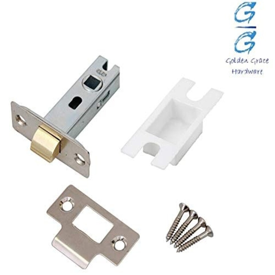 image 1 of Golden Grace 4 Sets Bolt Through Mortice Tubular Door Latch in Polished Chrome with Plastic Dust Cap - 65mm