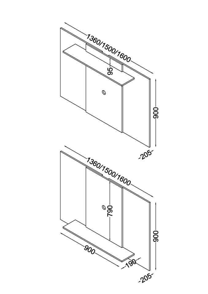 image 1 of Lido TV Display Wall Panel - Extendable or Fixed Media Panel with Adjustable Shelf for TVs