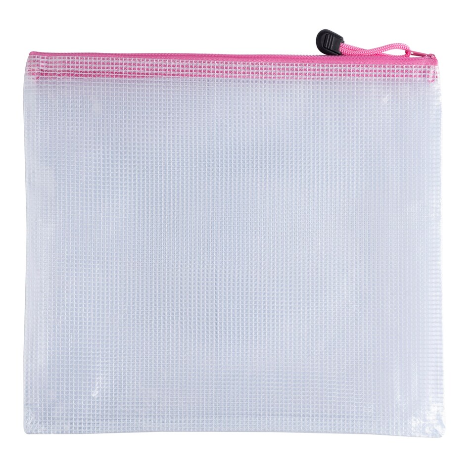 image 1 of Pack of 12 A3 Pink PVC Mesh Zip Bags