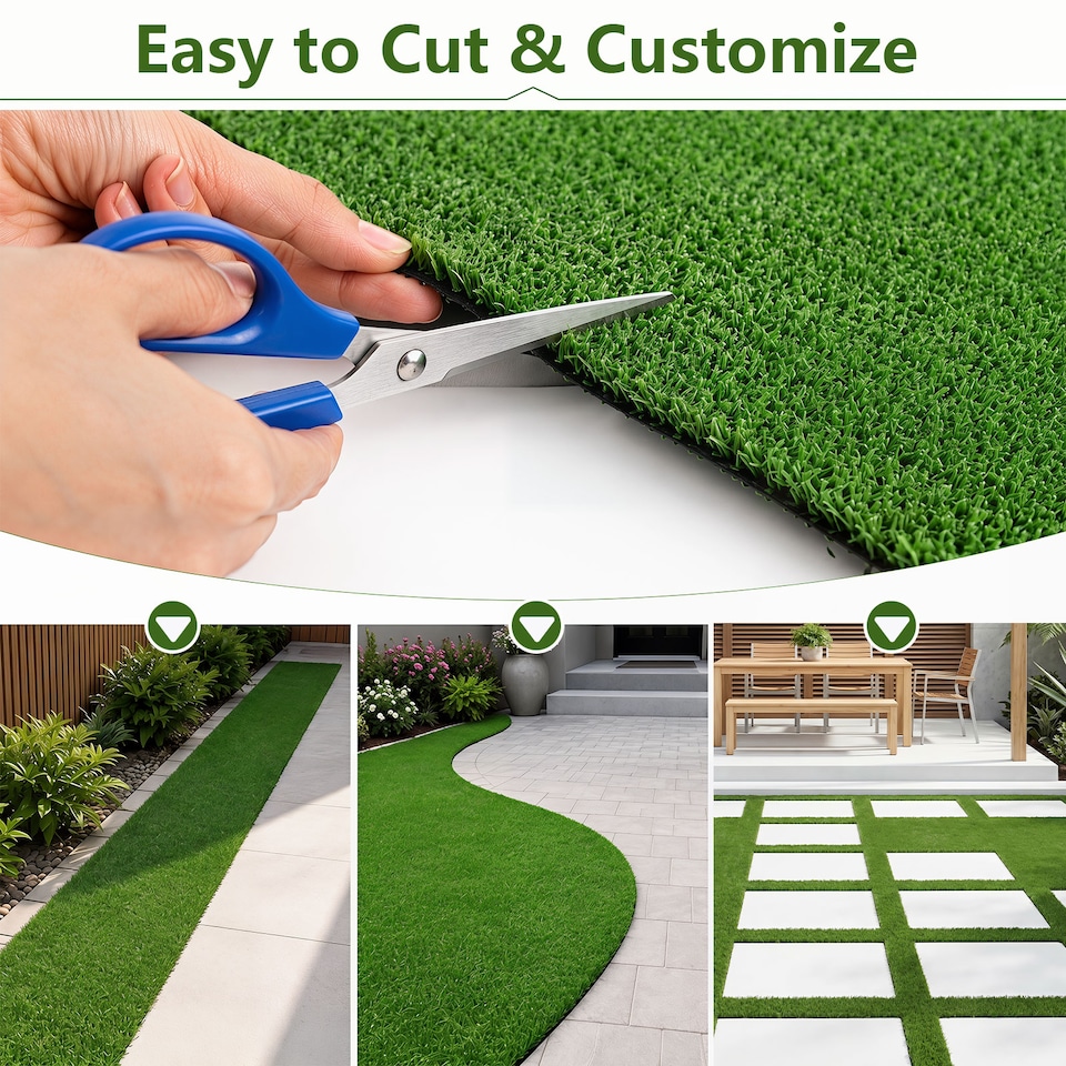 image 1 of 5 x 1 M Artificial Turf Rug, Outdoor Synthetic Lawn with Low 7 mm Pile Height, Drainage Holes, Fake Grass Dog Potty Pad for Patio, Balcony, Backyard, Easy Clean