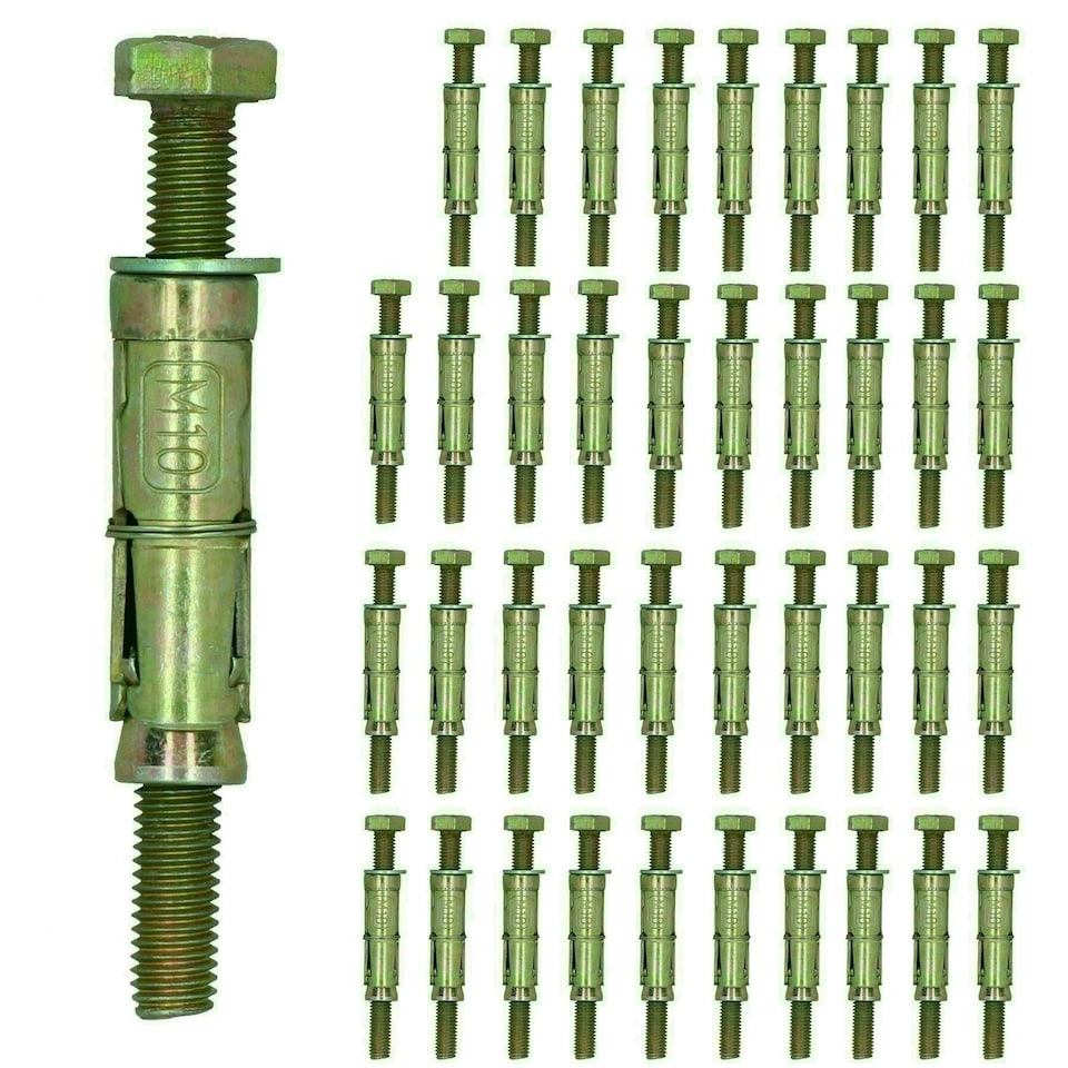 image 1 of M10 10mm x 100mm Expansion Rawl Bolt for Masonry Sleeve Anchors Fastener 40pk