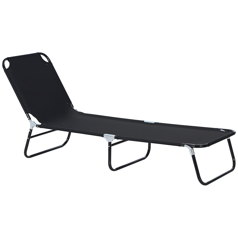 image 1 of Outsunny Folding Lounge Chair Outdoor Chaise Lounge for Bench Patio Black