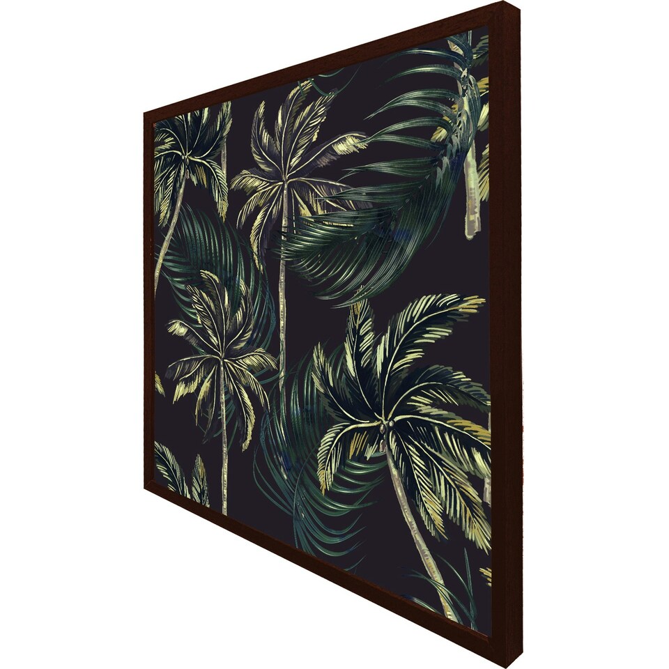 image 1 of Green palm on black (Picutre Frame) Brown | Oak | XL