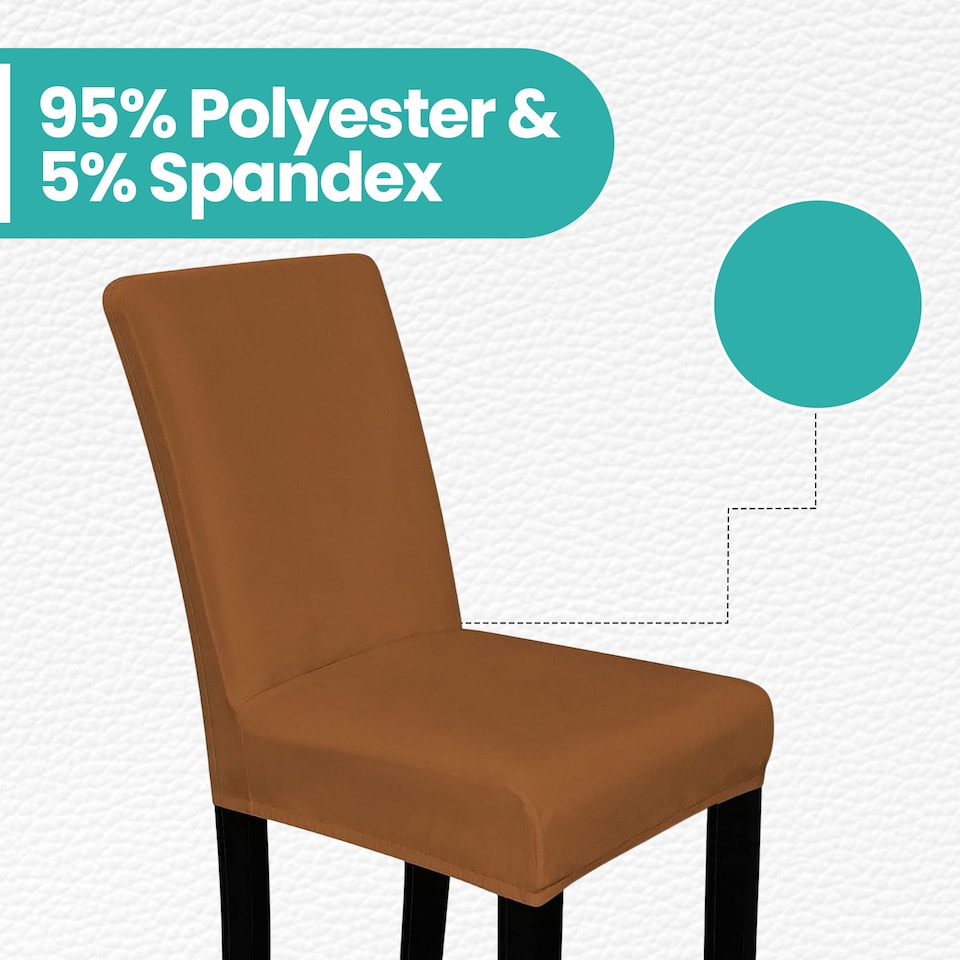 image 1 of Velvet Dining Chair Covers, Spandex High-Back Chair Slipcovers - 220GSM