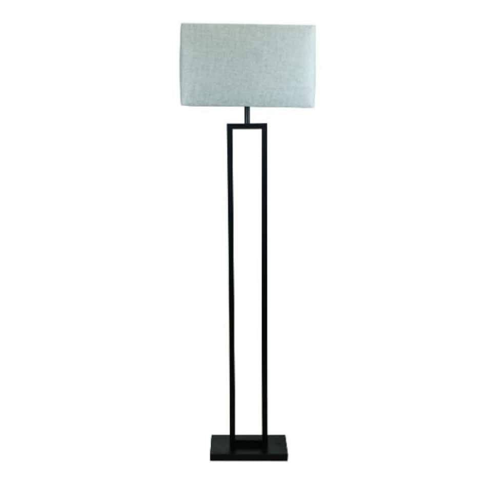 image 1 of Walsten Black Floor Lamp with Grey Shade