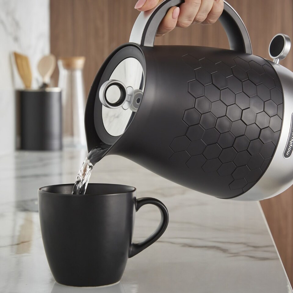 image 1 of Morphy Richards Cassini Kettle and Toaster Set Black Moonless Night