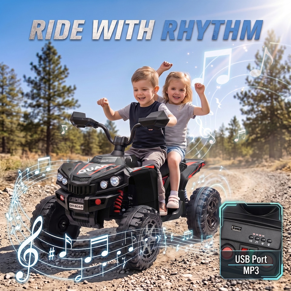 image 1 of AIYAPLAY 24V 2 Seater Electric Quad Bike for Boys Girls, Ride On Car ATV