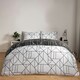 image 3 of OHS Geometric Reversible Print Duvet Cover and Pillowcase Set, Super King - Black