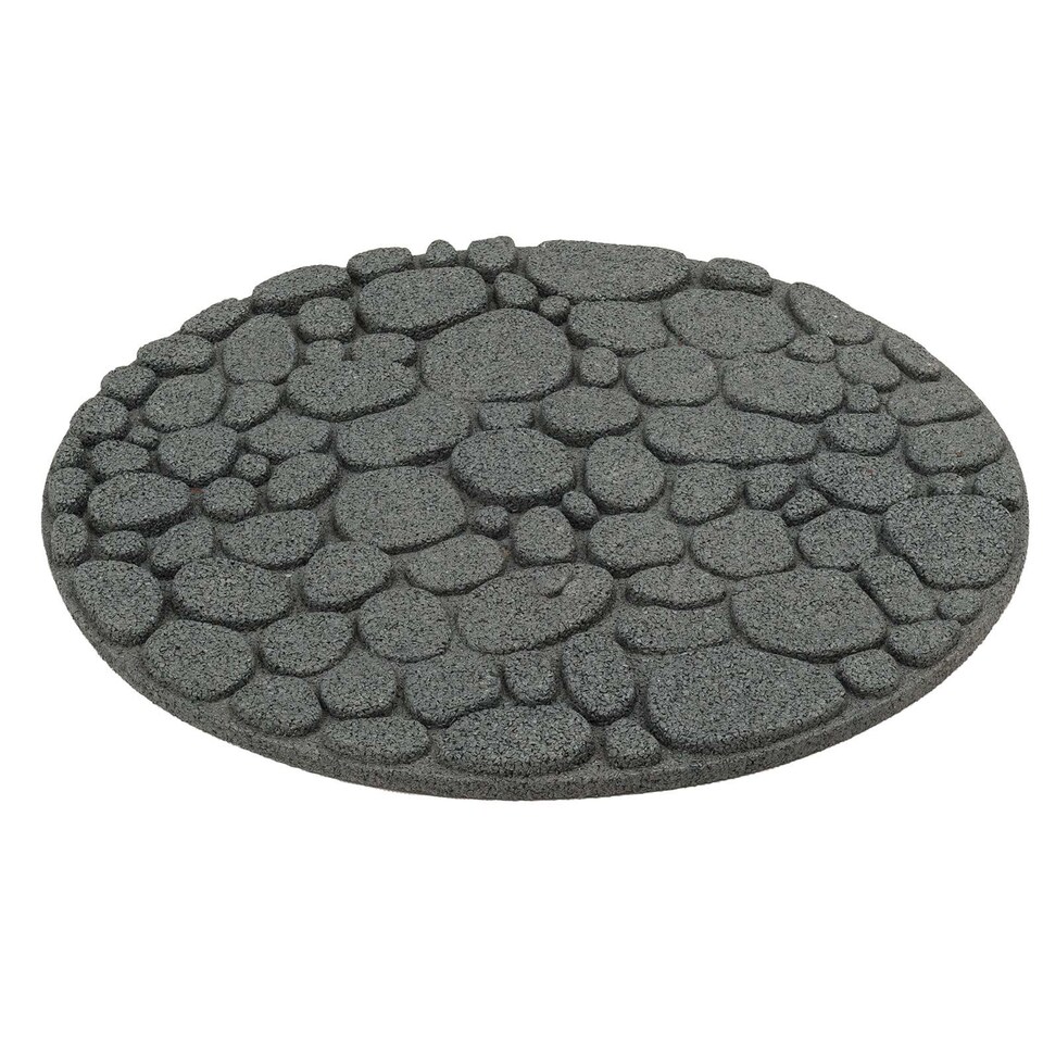 image 1 of Nicoman Round Grey River Rock Stepping Stone - Pack of 4 | Grey | Grey | 4