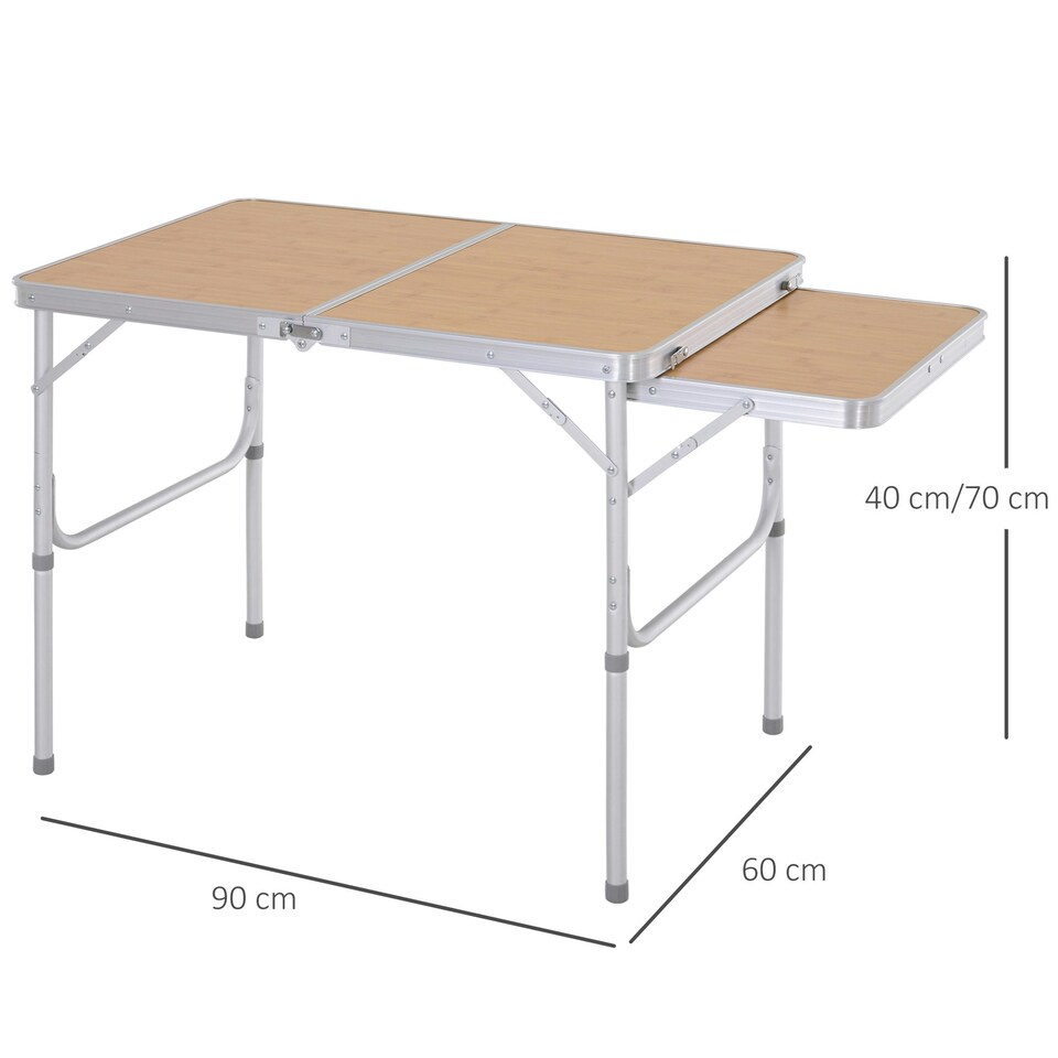 image 1 of Outsunny 3ft Aluminium Picnic Table w/Side Desktop Outdoor BBQ Party Portable