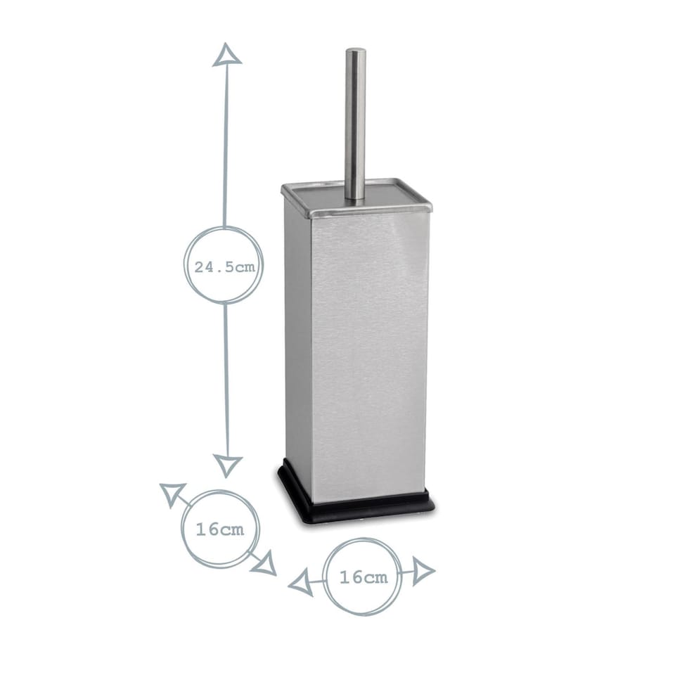 image 1 of Harbour Housewares Square Toilet Brush - Brushed Metal | Silver | Silver