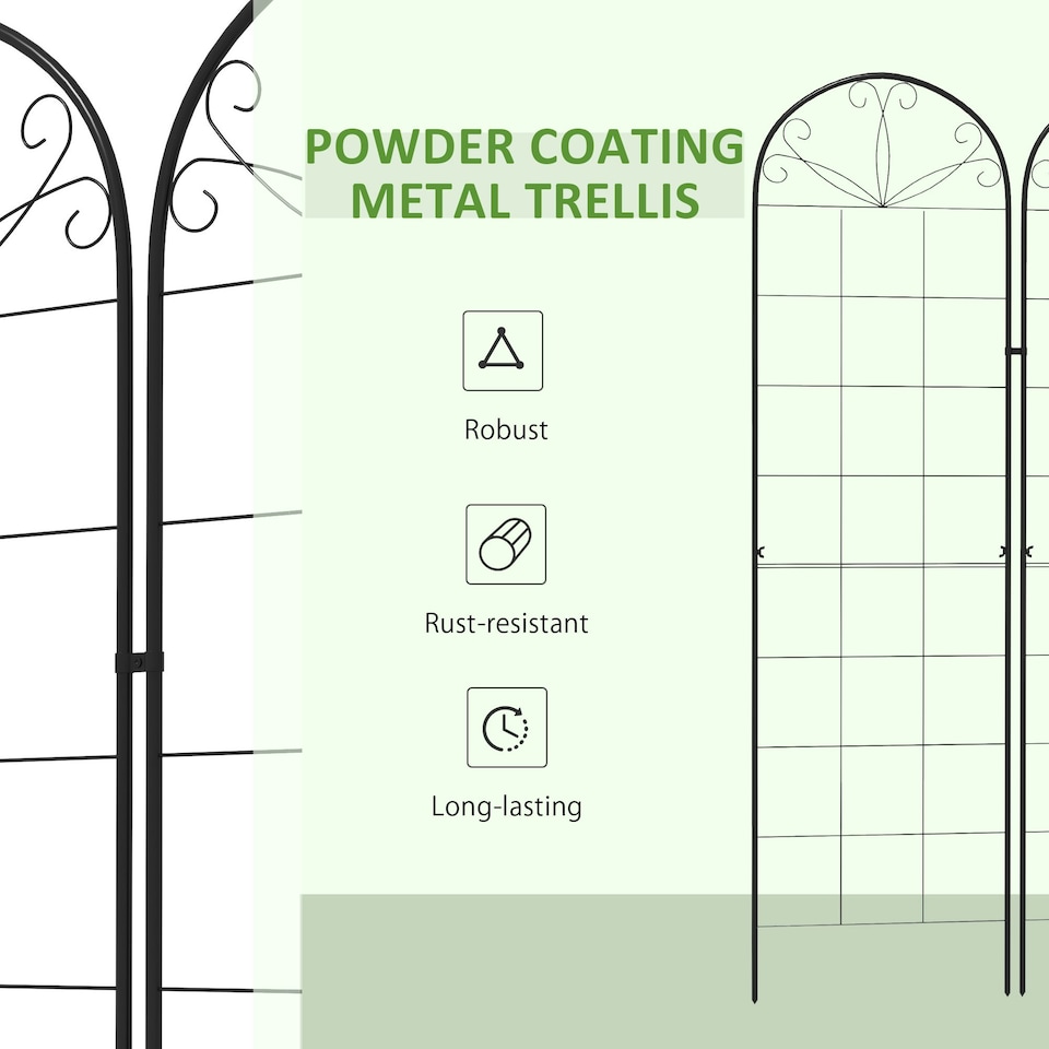 image 1 of Outsunny Set of 2 Metal Trellis for Climbing Plants, Grid Design, 50 x 180cm
