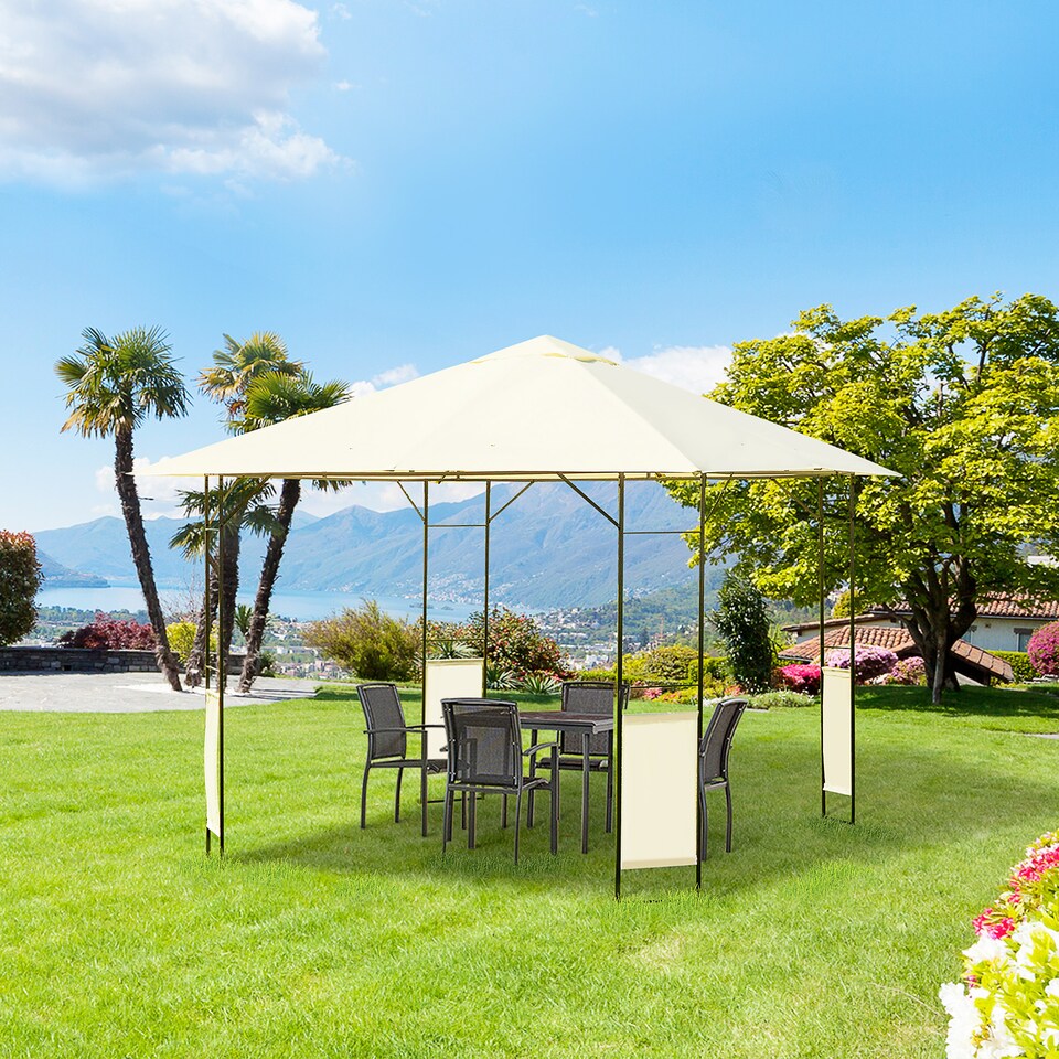 image 1 of Outsunny 3 x 3 Meters Patio Garden Metal Gazebo Marquee Steel Frame with Canopy Awning Tent Water Resistant Cream