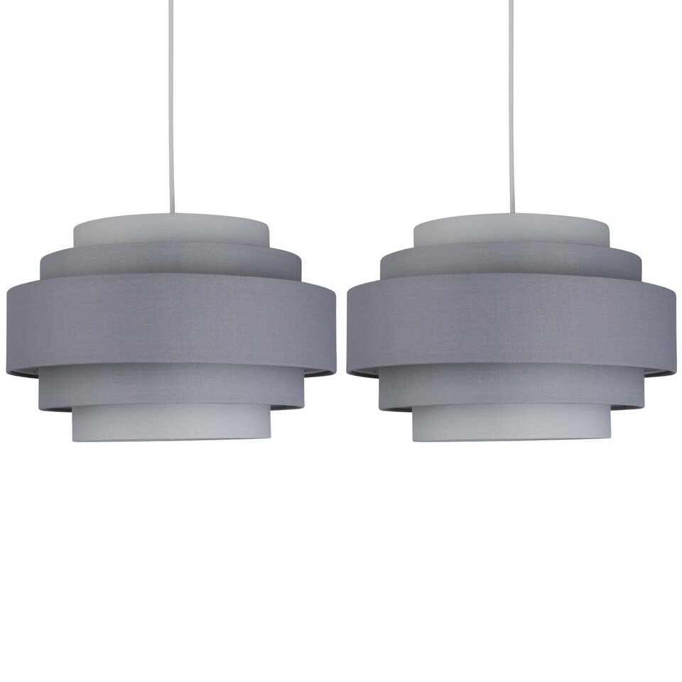 image 1 of Pair of Grey Ombre 5 Tier Light Shades | Grey | Large | 2