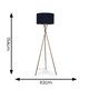 image 3 of ValueLights Camden Copper Tripod Floor Lamp with Navy Blue Shade Blue