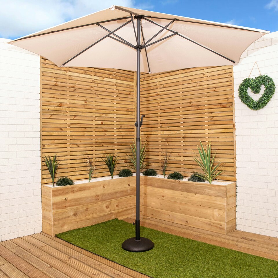 image 1 of 2.7m Aluminium Garden Patio Sun Shade Parasol with Crank Handle in Cream Cream