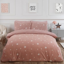 OHS Star Teddy Duvet Cover with Pillowcase Set | Pink | Blush | King