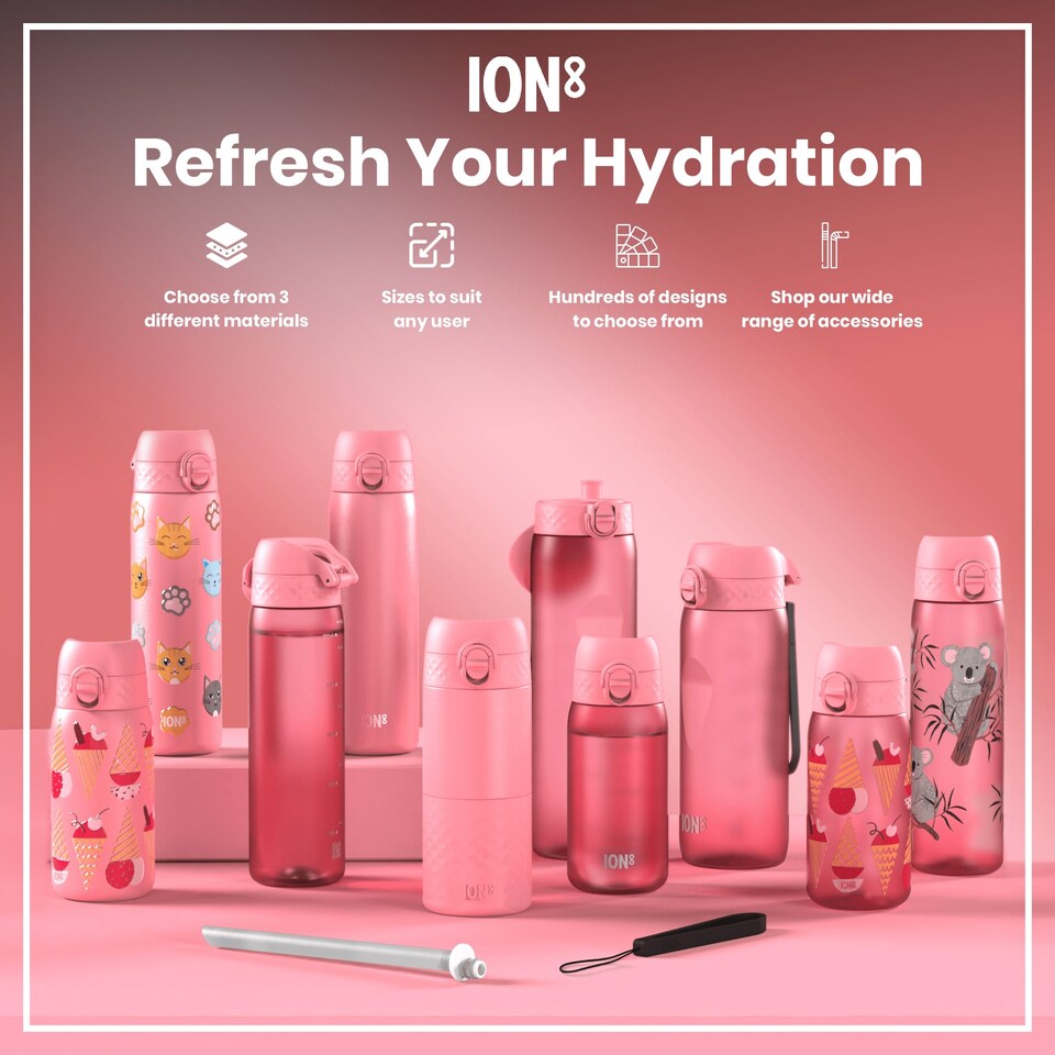 image 1 of Leak Proof Slim Water Bottle, Vacuum Insulated, 500ml (17oz) | Pink | Rose Bloom | One Size