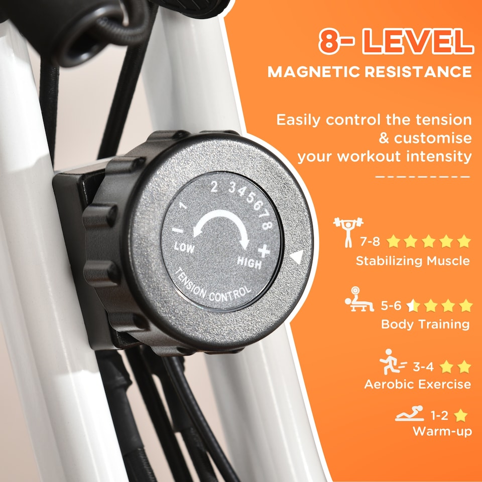 image 1 of HOMCOM 2-In-1 Folding Exercise Bike with 8-Level Magnetic Resistance Orange