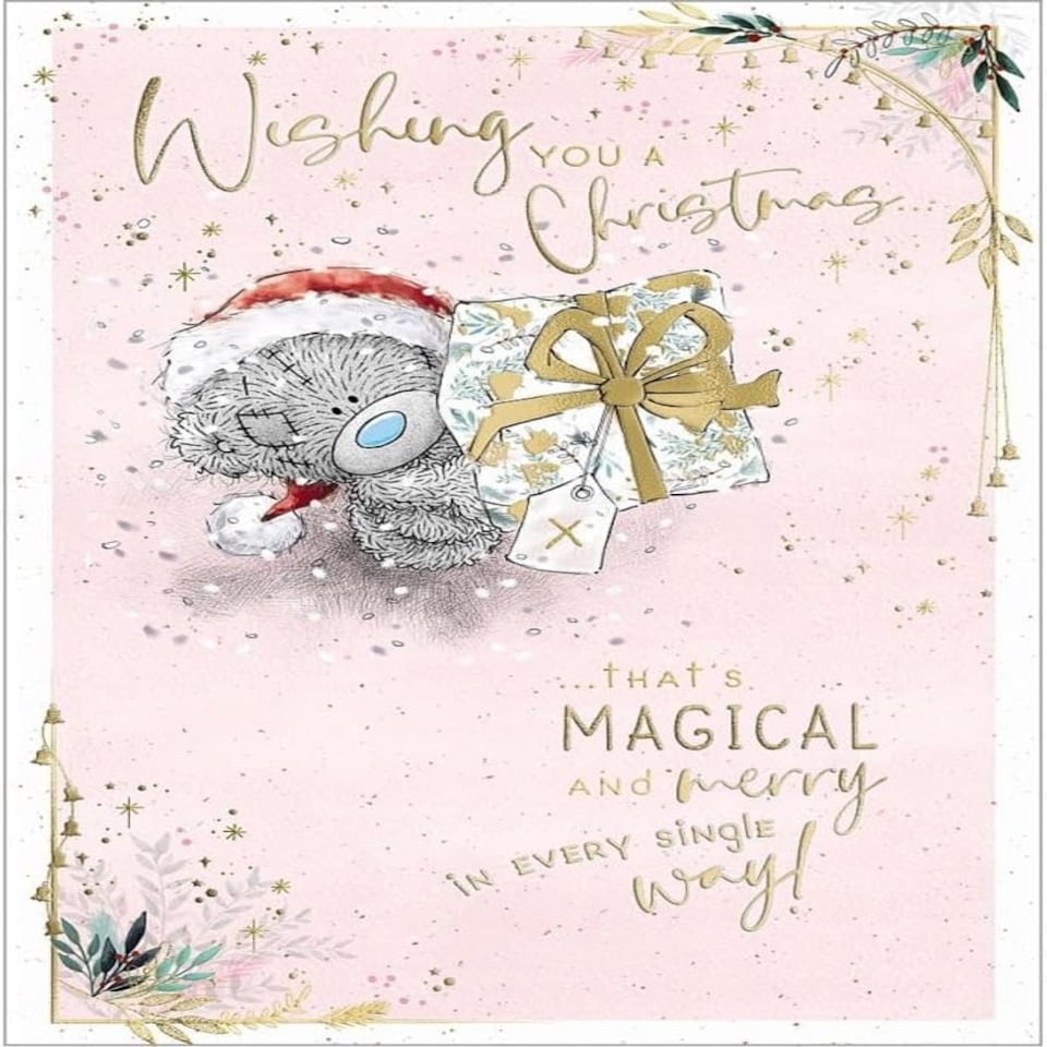 image 1 of Bear Holding Up Gift Open Christmas Card