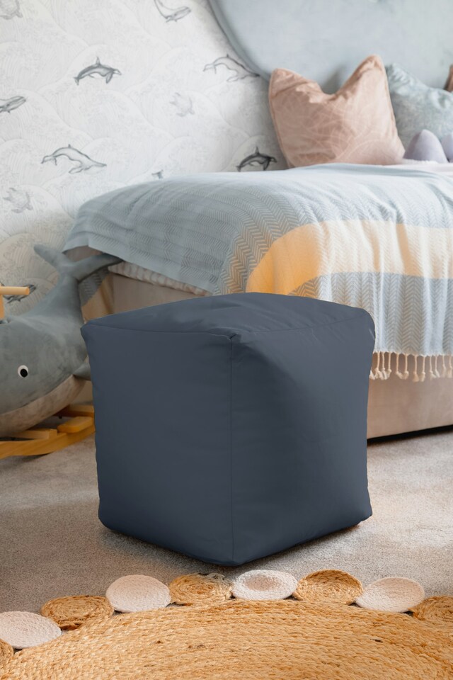 image 1 of Waterproof Cube Indoor Outdoor Bean Bag Foot Stool Pouffe | Grey