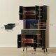 image 7 of HOMCOM Tall Kitchen Cupboard with LED Lights and Adjustable Shelves, Oak Black | Oak