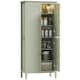 image 1 of HOMCOM 176.5 cm Tall Freestanding Pantry Storage Cabinet with 4 Doors Green Green