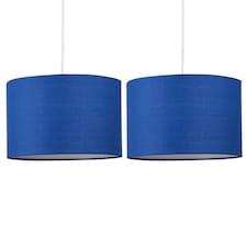 First Choice Lighting Set of 2 Navy Blue 25cm Ceiling Light Shades Blue