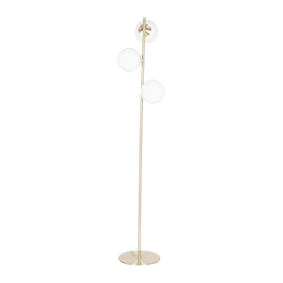 image 1 of White Orb and Gold Metal Floor Lamp