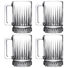 Queensway Home And Dining Glass Coffee Mugs 310ml | Clear | Clear | Set of 4 | 4