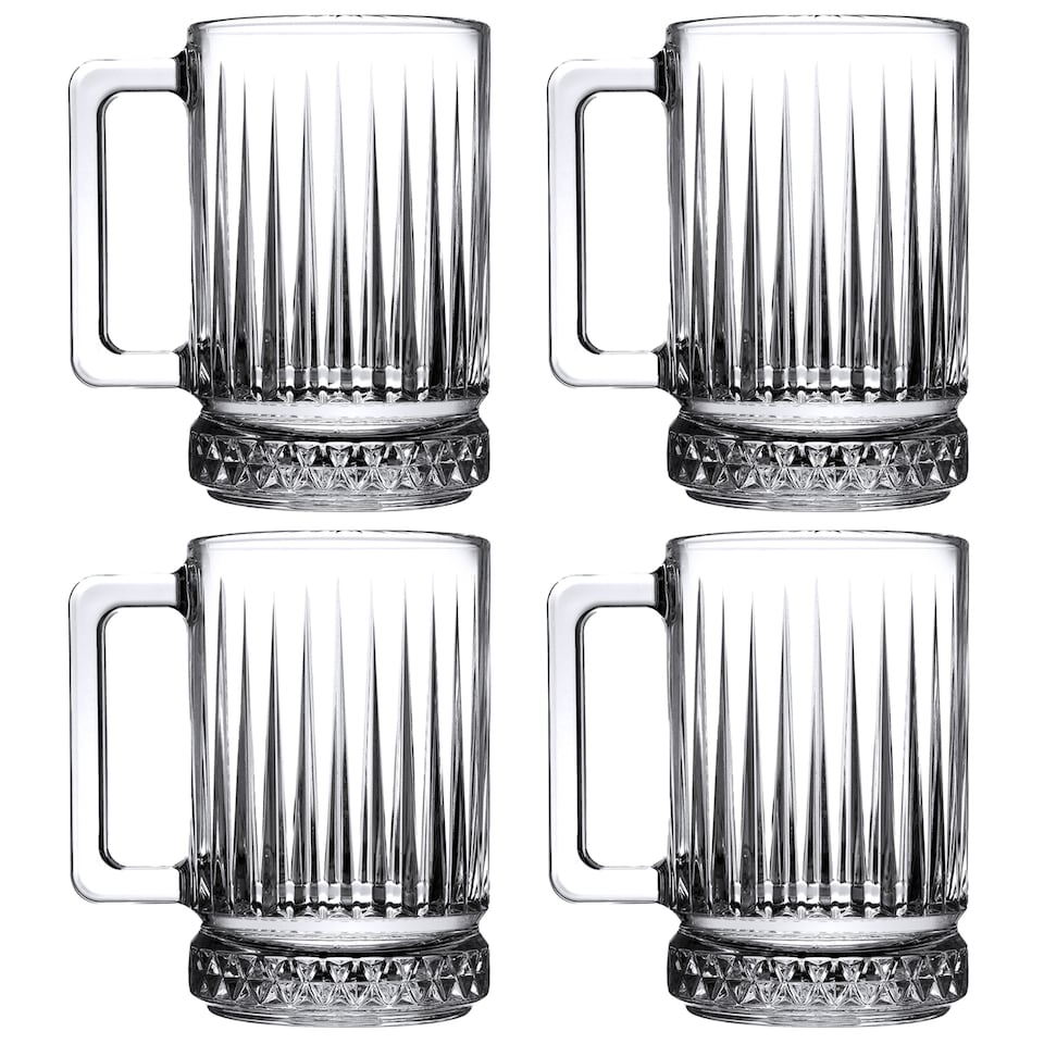 image 1 of Queensway Home And Dining Glass Coffee Mugs 310ml | Clear | Clear | Set of 4 | 4
