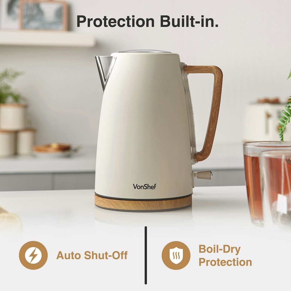 image 1 of VonShef 3000W Kettle and 1500W Toaster Bundle Set Cream