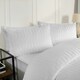image 3 of OHS Satin Stripe Hotel Quality Duvet Cover and Pillowcase Set, King - White