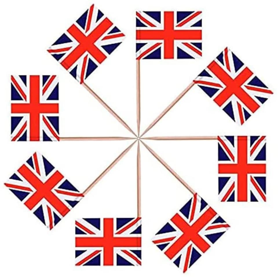 image 1 of 50 Union Jack Flag Cocktail Sticks | Multi