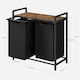 image 2 of Laundry Sorter with 2 Removable Liner Bags, Pull-Out Hampers and Storage Shelf, Rustic Brown and Ink Black